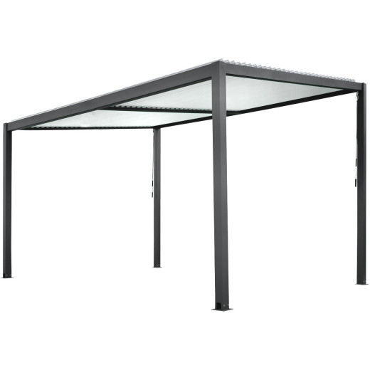 Pergola bioclimatique en aluminium avec lames orientables blanches TRAMONTO - DCB Garden	