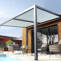 Pergola bioclimatique en aluminium avec lames orientables blanches TRAMONTO - DCB Garden	