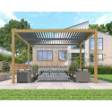 Pergola bioclimatique autoportante en aluminium aspect bois 4x3m - X-METAL