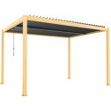 Pergola bioclimatique autoportante en aluminium aspect bois 4x3m - X-METAL