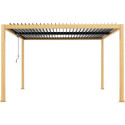 Pergola bioclimatique autoportante en aluminium aspect bois 4x3m - X-METAL