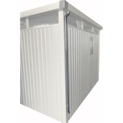 Descentes de gouttières grises pour abri de jardin Roka et Kosto X-METAL
