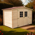 Abri de jardin en bois brut 5,83m² madriers 20mm - Habrita