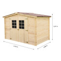 Abri de jardin en bois brut 5,83m² madriers 20mm - Habrita