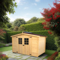 Abri de jardin en bois brut 5,83m² madriers 20mm - Habrita