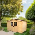 Abri de jardin en bois brut 5,83m² madriers 20mm - Habrita