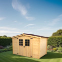 Abri de jardin en bois brut 5,83m² madriers 20mm - Habrita
