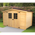 Abri de jardin en bois brut 5,83m² madriers 20mm - Habrita