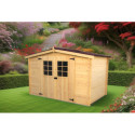 Abri de jardin en bois brut 5,83m² madriers 20mm - Habrita