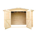 Abri de jardin en bois brut 5,83m² madriers 20mm - Habrita