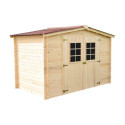 Abri de jardin en bois brut 5,83m² madriers 20mm - Habrita