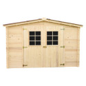 Abri de jardin en bois brut 5,83m² madriers 20mm - Habrita