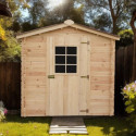 Abri de jardin en bois brut 4,28m² madriers 28mm - Habrita