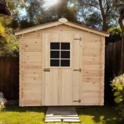 Abri de jardin en bois brut 4,28m² madriers 28mm - Habrita