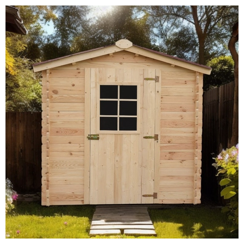 Abri de jardin en bois brut 4,28m² madriers 28mm - Habrita