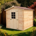 Abri de jardin en bois brut 4,28m² madriers 28mm - Habrita