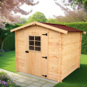 Abri de jardin en bois brut 4,28m² madriers 28mm - Habrita