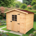 Abri de jardin en bois brut 4,28m² madriers 28mm - Habrita
