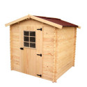 Abri de jardin en bois brut 4,28m² madriers 28mm - Habrita