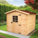 Abri de jardin en bois brut 4,28m² madriers 28mm - Habrita