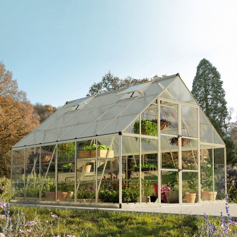 Serre Balance™ 11m² structure argent et panneaux hybrides – Canopia PALRAM