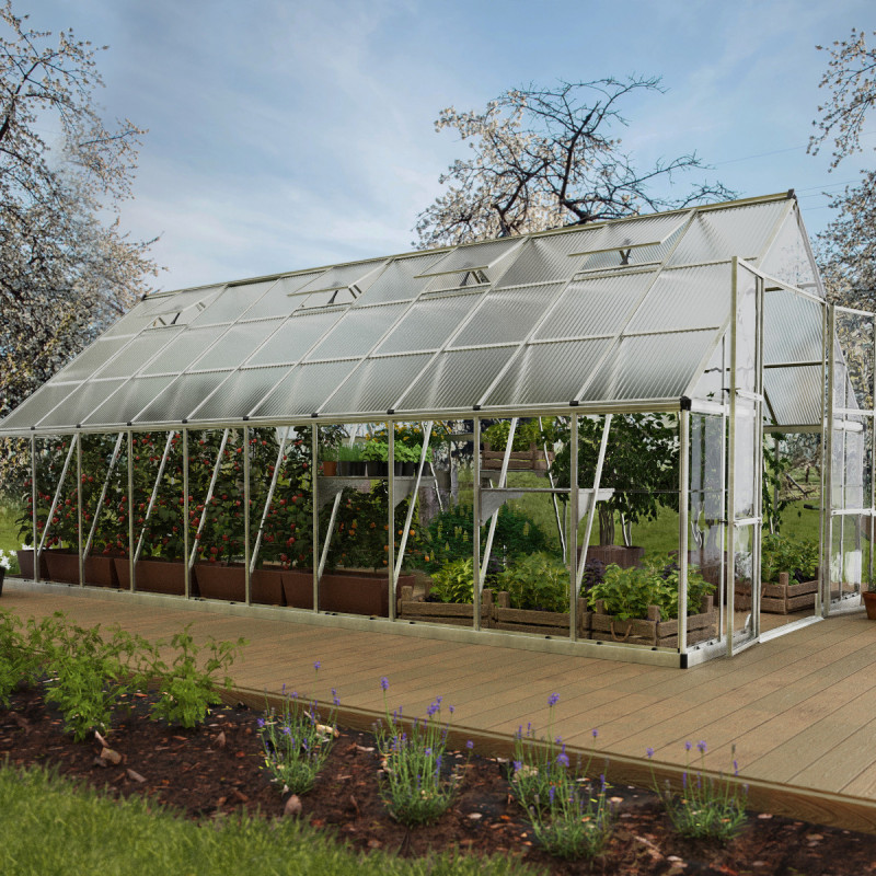 Serre Balance™ 18,4m² structure argent et panneaux hybrides – Canopia by Palram