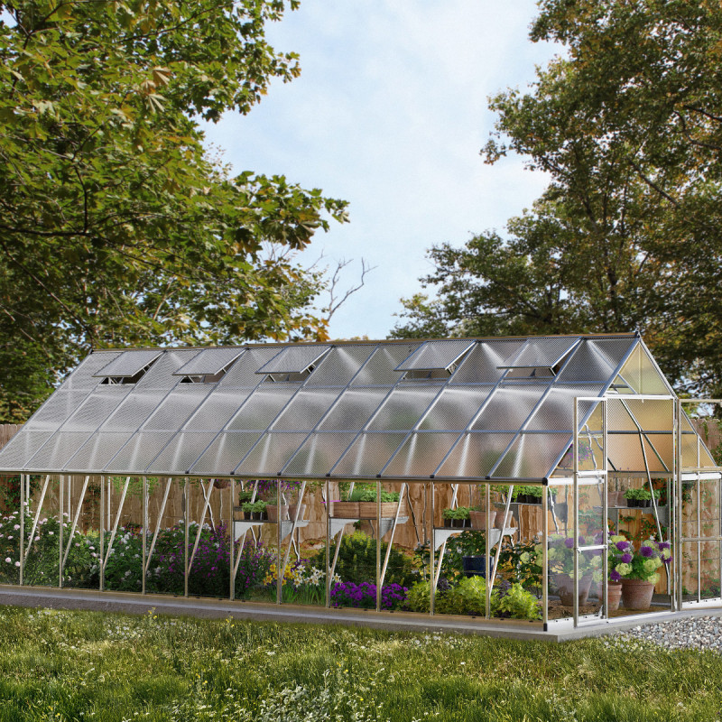 Serre Balance™ 22m² structure argent et panneaux hybrides – Canopia by Palram