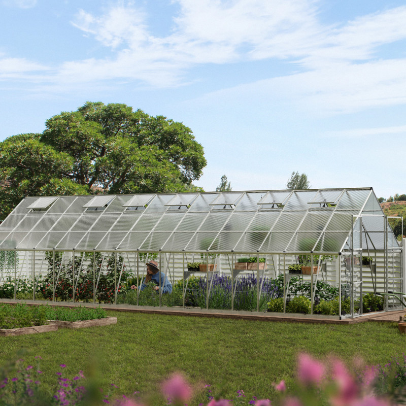 Serre Balance™ 29,3m² en aluminium et polycarbonate gris – Canopia by Palram
