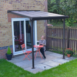 Toit de terrasse 224x224cm en aluminium gris et polycarbonate 6mm SIERRA - Palram