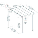 Toit de terrasse 224x224cm en aluminium gris et polycarbonate 6mm SIERRA - Palram