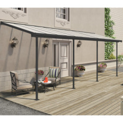 Toit de terrasse 224x670cm en aluminium gris et polycarbonate 6mm SIERRA - Palram