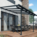 Toit de terrasse 295x314cm en aluminium gris et polycarbonate 6mm SIERRA - Palram