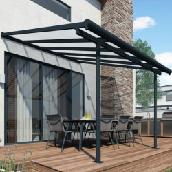 Toit de terrasse 295x314cm en aluminium gris et polycarbonate 6mm SIERRA - Palram