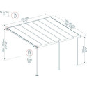 Toit de terrasse 295x434cm en aluminium gris et polycarbonate 6mm SIERRA - Palram
