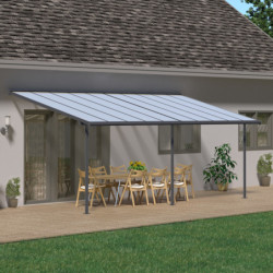 Toit de terrasse 295x619cm en aluminium gris et polycarbonate 6mm SIERRA - Palram