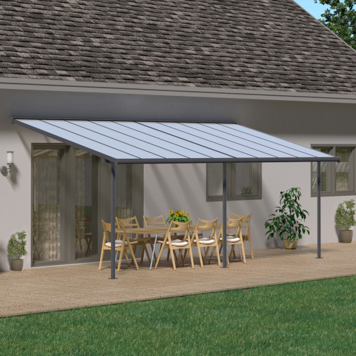 Toit de terrasse 295x619cm en aluminium gris et polycarbonate 6mm SIERRA - Palram