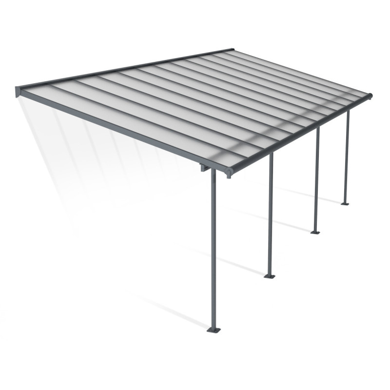 Toit de terrasse 295x739cm en alu gris et polycarbonate 6mm SIERRA - Canopia by Palram