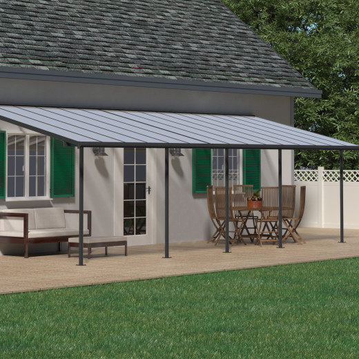 Toit de terrasse 295x924cm en alu gris et polycarbonate 6mm SIERRA - Canopia by Palram