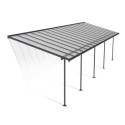 Toit de terrasse 295x1044cm en aluminium gris et polycarbonate 6mm SIERRA - Palram