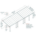 Toit de terrasse 295x1044cm en aluminium gris et polycarbonate 6mm SIERRA - Palram