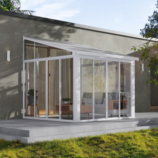 Véranda 300x305cm en aluminium blanc et polycarbonate 8mm Sanremo - Palram - Canopia