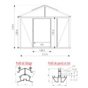 Serre de jardin SUPRA 26,10m² en aluminium naturel et verre trempé 4mm + embase incluse - Lams