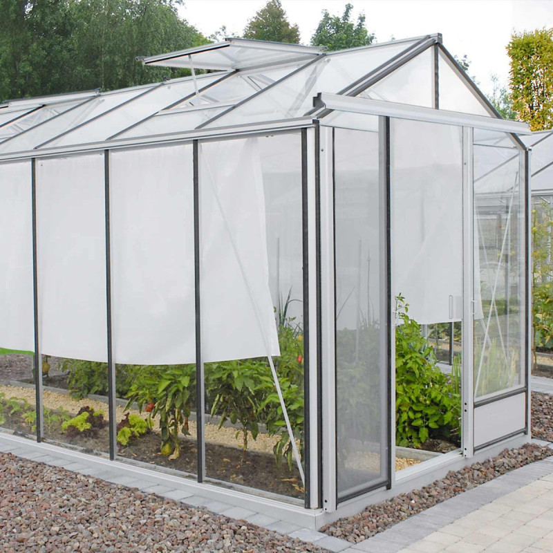 Serre de jardin ESSENTIA 12,50m² en aluminium laqué et verre trempé 4mm + embase incluse - Lams
