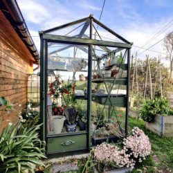 Serre de jardin LUXIA 3,8m² en aluminium naturel et verre trempé 4mm + embase incluse - Lams