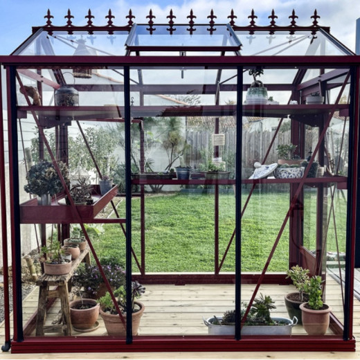 Serre de jardin LUXIA 4,90m² en aluminium naturel et verre trempé 4mm + embase incluse - Lams