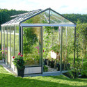 Serre de jardin LUXIA 5,60m² en aluminium naturel et verre trempé 4mm + embase incluse - Lams