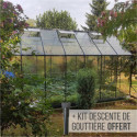 Serre Laurus Uranus 12,90m² en aluminium laqué gris et verre trempé 3mm + embase incluse - Natura Lams