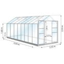 Serre Laurus Uranus 12,90m² en aluminium laqué gris et verre trempé 3mm + embase incluse - Natura Lams
