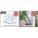 Serre Laurus Uranus 12,90m² en aluminium laqué gris et verre trempé 3mm + embase incluse - Natura Lams