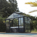 Serre de jardin LUXIA Rétro 4,9m² en aluminium laqué et verre trempé 4mm + embase incluse - Lams
